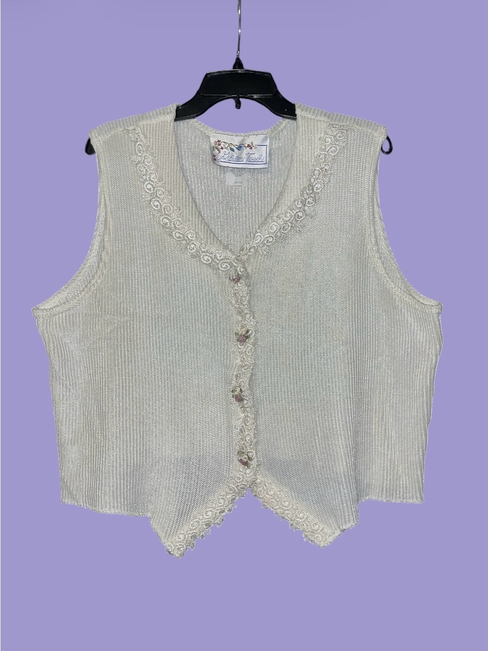 Vintage Cream Knit Sleeveless Cardigan - Golden Touch